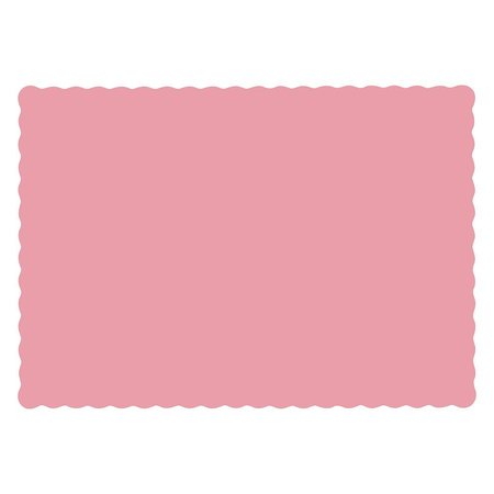 HOFFMASTER 10" x 14" Scalloped Dusty Rose Pink Paper Placemats, PK1000 310525